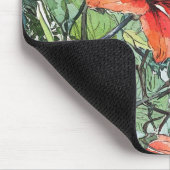 Geïllustreerde waterverf botanische oranje bloem muismat (Hoek)