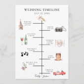 Geïllustreerde Waterverf bruiloft tijdlijn Programmakaart (Voorkant)