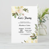 Geïllustreerde Waterverf Floral Let's Party Kaart (Staand voorkant)