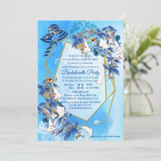 Geïllustreerde Waterverf Moon-flower Bachelorette Kaart (Staand voorkant)