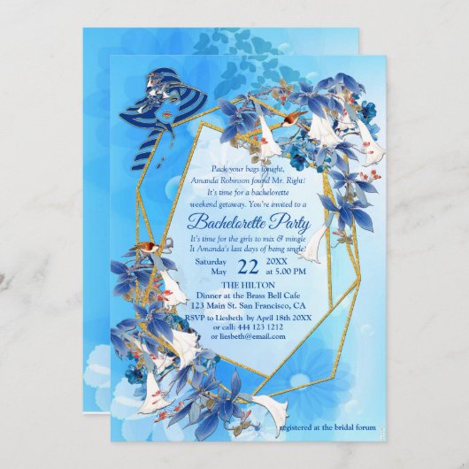 Geïllustreerde Waterverf Moon-flower Bachelorette Kaart (Voorkant / Achterkant)