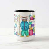 Geïllustreerde Waterverf Skiing Pika Gear Spread Tweekleurige Koffiemok (Center)