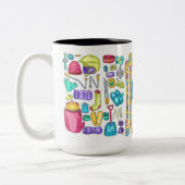 Geïllustreerde Waterverf Skiing Pika Gear Spread Tweekleurige Koffiemok (Links)