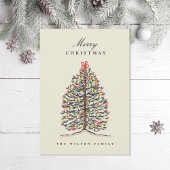 Geïllustreerde Waterverf Victoriaans kerstboom Feestdagenkaart