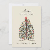 Geïllustreerde Waterverf Victoriaans kerstboom Feestdagenkaart (Voorkant)