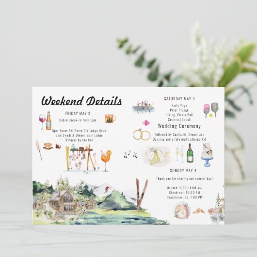 Geïllustreerde Wedding Map Uitnodiging (Staand voorkant)