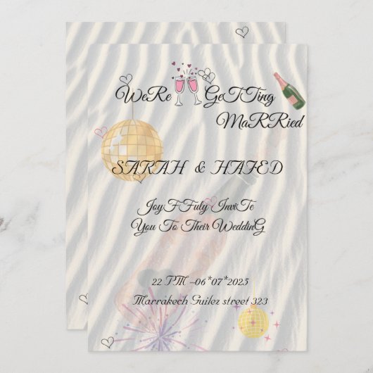 Geïllustreerde Wedding Suite Sjabloon Hand getrokk Kaart (Voorkant / Achterkant)