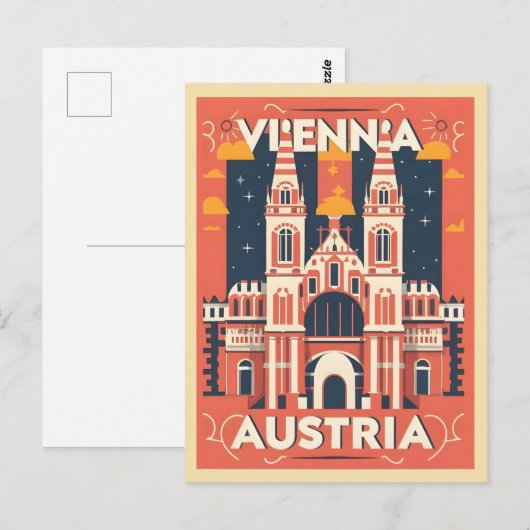 Geïllustreerde Wenen stad Oostenrijk geschenken Briefkaart (Voorkant / Achterkant)