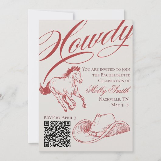 Geïllustreerde Westerne Rode Bachelorette Route Kaart (Voorkant)