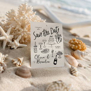 Geïllustreerde Whimsical Handgetekende Trouwdag Save The Date