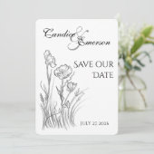 Geïllustreerde wilde bloem  save the date (Staand voorkant)
