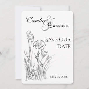 Geïllustreerde wilde bloem save the date