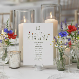 Geïllustreerde Wildflower numerieke zitkaart Kaart