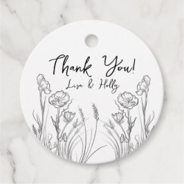 Geïllustreerde Wildflowers bruiloft uitnodigingen Bedankjes Labels