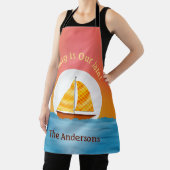 Geïllustreerde zeilboot op watermoonrise bij zonso schort (Insitu)