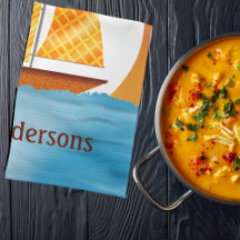 Geïllustreerde zeilboot op watermoonrise bij zonso