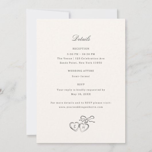 Geïllustreerde zwanen grillig alles in één bruilof kaart (Achterkant)