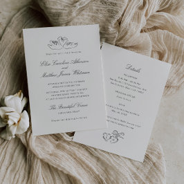 Geïllustreerde zwanen grillig alles in één bruilof kaart