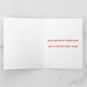 Geïllustreerde zwart-witte kat en kerstboom kaart (Binnen)