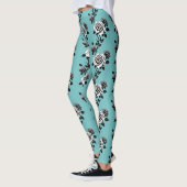 Geïllustreerde zwarte en witte rozen leggings (Links)
