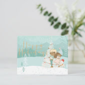 Geïllustreerde Zwarte Kinderen Winter Wenskaart Briefkaart (Staand voorkant)