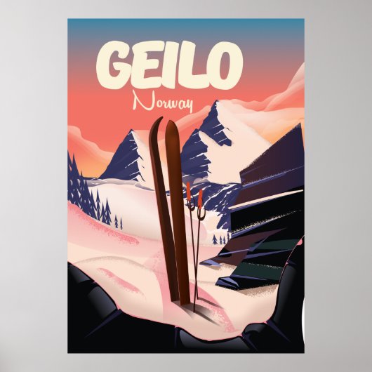 Geilo Noorwegen mooi skisposter. Poster (Voorkant)