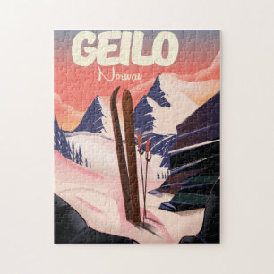 Geilo Noorwegen mooie skiposter. Legpuzzel