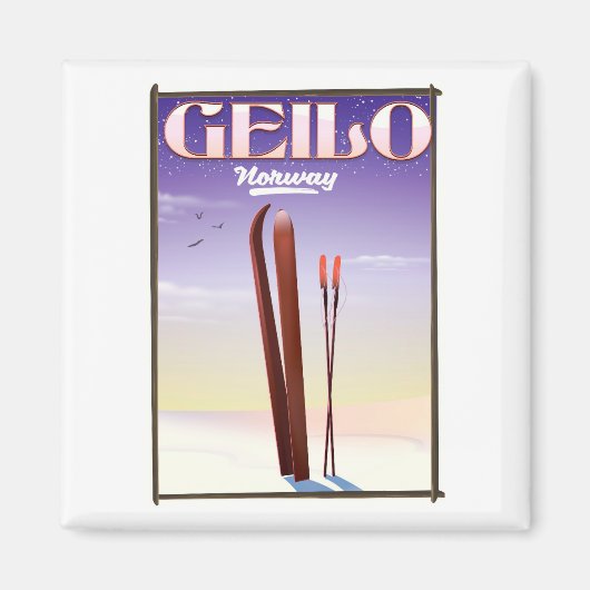 Geilo, Noorwegen ski reisposter Magneet (Voorkant)