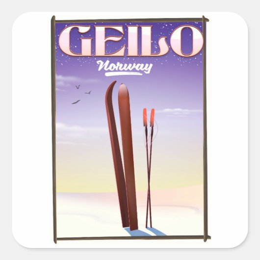 Geilo, Noorwegen ski reisposter Vierkante Sticker (Voorkant)
