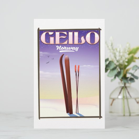 Geilo, Noorwegen skiposter Briefpapier (Staand voorkant)