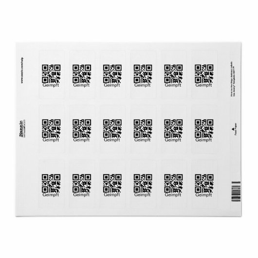 Geimpft mit QR-code Etiket (Full Sheet)
