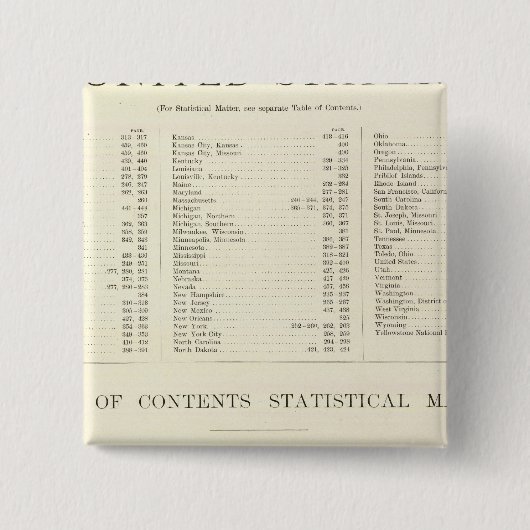 Geïndexeerde atlas van de wereld Verenigde Staten Vierkante Button 5,1 Cm (Voorkant)