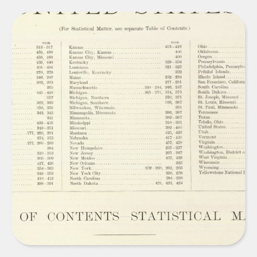 Geïndexeerde atlas van de wereld Verenigde Staten Vierkante Sticker (Voorkant)