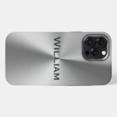 Geïndividualiseerde naam van geborsteld metaal iPhone hoesje (Achterkant horizontaal)