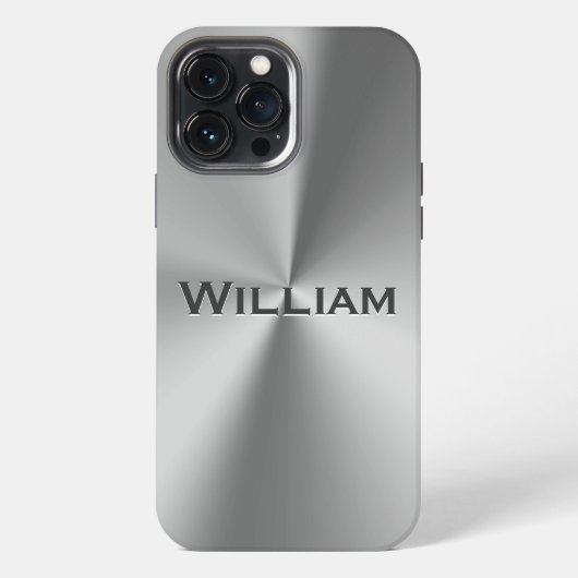 Geïndividualiseerde naam van geborsteld metaal iPhone hoesje (Achterkant)