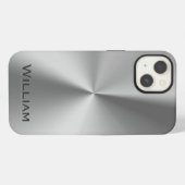 Geïndividualiseerde naam van geborsteld metaal iPhone hoesje (Achterkant horizontaal)