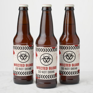 Geïnfecteerd bloed niet drinken label voor feestdr bier etiket