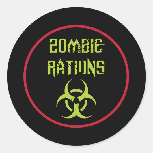 Geïnfecteerde Zombie Rantsoenen Ronde Sticker (Voorkant)