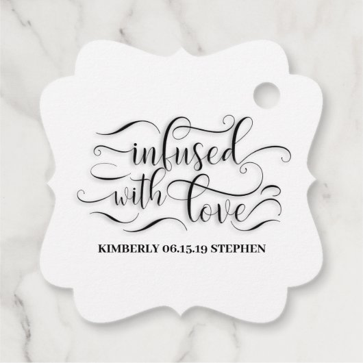 Geinfuseerd met liefdesweddenschap bedankjes labels (Achterkant)