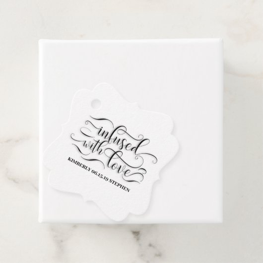 Geinfuseerd met liefdesweddenschap bedankjes labels (In situ)