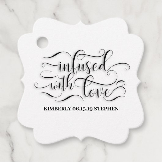 Geinfuseerd met liefdesweddenschap bedankjes labels (Voorkant)