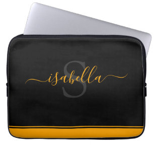 Geïnitialiseerde elegante schrift oranje laptop sleeve