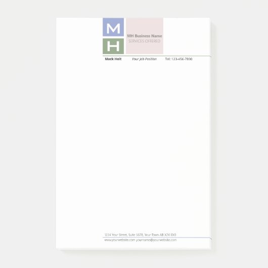 geïnitialiseerde notities voor 'coole tone'-blokke post-it® notes (Voorkant)