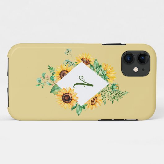 Geïnitialiseerde zonnebloemen Case-Mate iPhone case (Achterkant (horizontaal))