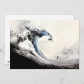 geïnkte blauwe oceaangolf feestdagenkaart (Voorkant / Achterkant)