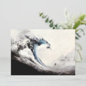 geïnkte blauwe oceaangolf feestdagenkaart (Staand voorkant)