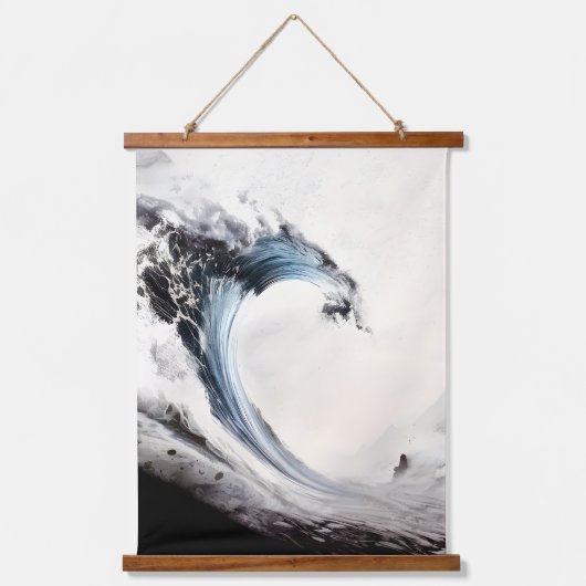 geïnkte blauwe oceaangolf hangend wandkleed (Voorkant)