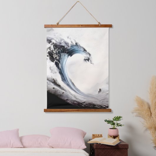 geïnkte blauwe oceaangolf hangend wandkleed (Slaapkamer)