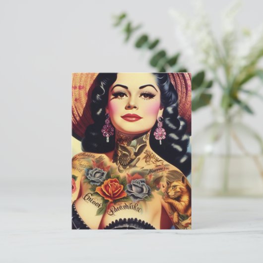  geïnkte pin-up briefkaart (Staand voorkant)