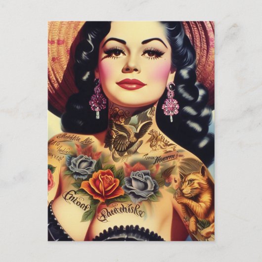 geïnkte pin-up briefkaart (Voorkant)